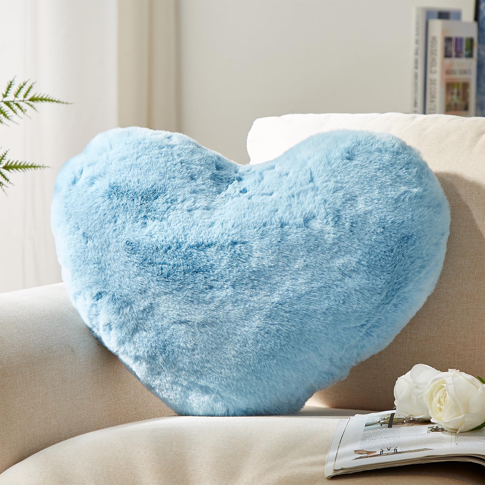 YRXRUS Heart Pillow, Blue Heart Pillows, Love Pillow Gifts, 14X17